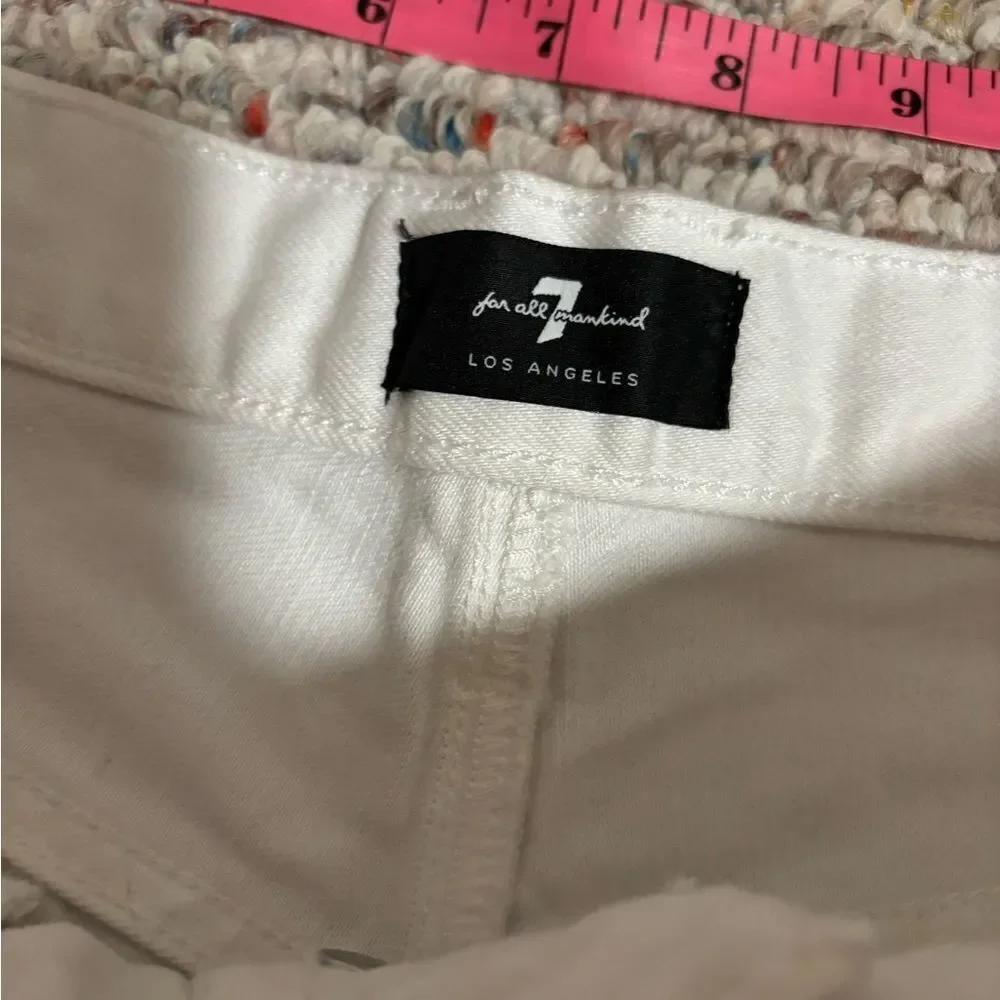 7 For All Mankind Monroe Revolve Cut Off Raw Hem Shorts Clean White- Size 25